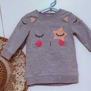 Cute Gray Cat Kids Sweatshirt